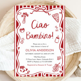 Ciao Bambino Whimsical Italian Pizza Baby shower Kaart
