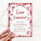 Ciao Bambino Whimsical Italian Pizza Baby shower Kaart