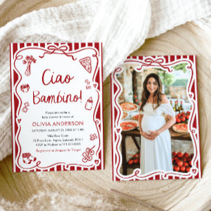 Ciao Bambino Whimsical Italian Pizza Baby shower Kaart