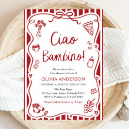 Ciao Bambino Whimsical Italian Pizza Baby shower Kaart
