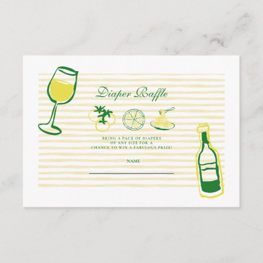 Ciao Bambino Yellow Stripe Baby shower Informatiekaartje (Voorkant)