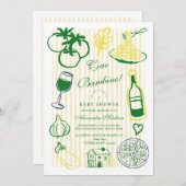 Ciao Bambino Yellow Stripe Baby shower Kaart (Voorkant / Achterkant)