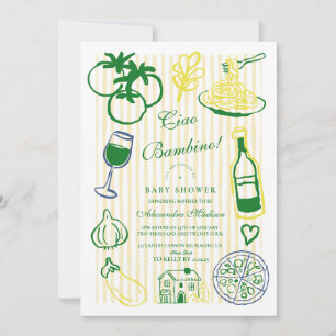 Ciao Bambino Yellow Stripe Baby shower Kaart