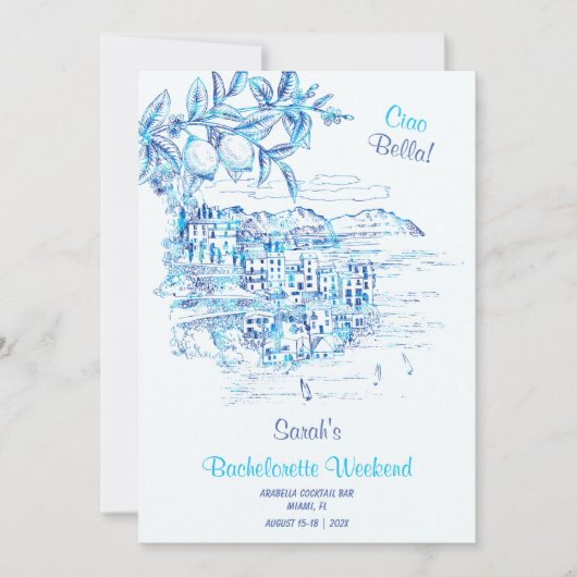 Ciao Bella Bachelorette Reisplan Sjabloon Kaart (Voorkant)