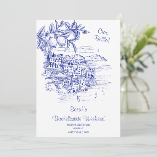 Ciao Bella Bachelorette Reisroute Sjabloon Kaart (Staand voorkant)