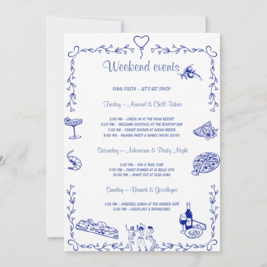 Ciao Bella Bachelorette Reisroute Sjabloon Kaart (Achterkant)