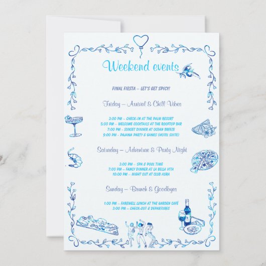 Ciao Bella Bachelorette Reisroute Sjabloon Kaart (Achterkant)