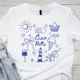 Ciao Bella Blauwe Kokette Strik Italiaanse Zomer T-shirt