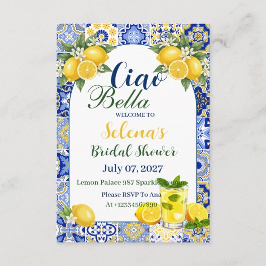 Ciao Bella Bridal Shower Invitation Card Kaart (Voorkant)