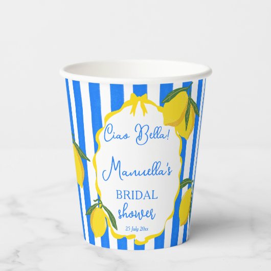 Ciao Bella citroenen Italiaanse bruidsfeest aangep Papieren Bekers (Achterkant)