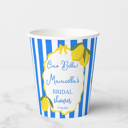 Ciao Bella citroenen Italiaanse bruidsfeest custom Papieren Bekers (Voorkant)