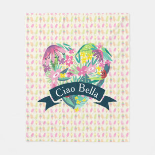 Ciao Bella Cute Floral Heart met tropische bloemen Fleece Deken