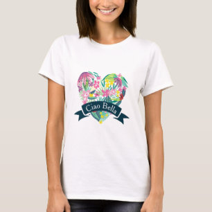 Ciao Bella Cute Floral Heart met tropische bloemen T-shirt