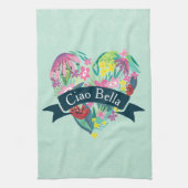 Ciao Bella Cute Floral Heart met tropische bloemen Theedoek (Verticaal)