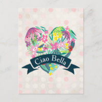Ciao Bella Cute Floral Heart over roze cirkels