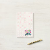 Ciao Bella Cute Floral Heart over roze cirkels Post-it® Notes (Op bureau)
