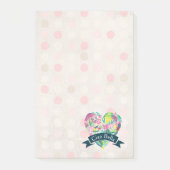 Ciao Bella Cute Floral Heart over roze cirkels Post-it® Notes (Voorkant)