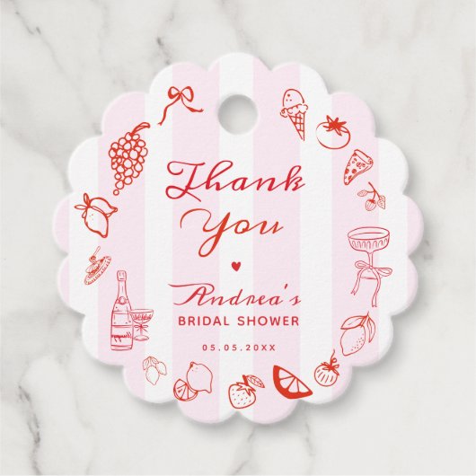 Ciao Bella Hand getrokken Vrijgezellenfeest Dank u Bedankjes Labels (Voorkant)