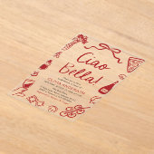 Ciao Bella handgetekende Italiaans Pizza Vrijgezel Acryl Uitnodigingen (Laagn)