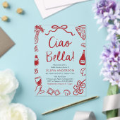 Ciao Bella handgetekende Italiaans Pizza Vrijgezel Acryl Uitnodigingen (Insitu (Huwelijk))