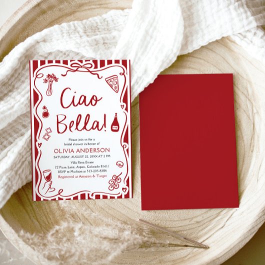 Ciao Bella handgetekende Italiaans Pizza Vrijgezel Kaart