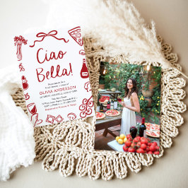 Ciao Bella handgetekende Italiaans Pizza Vrijgezel Kaart