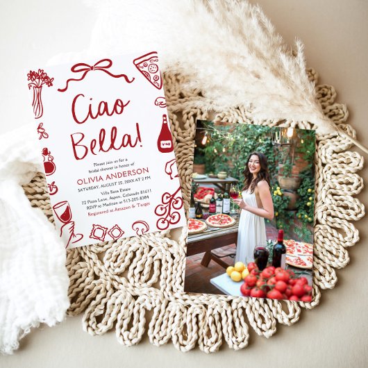 Ciao Bella handgetekende Italiaans Pizza Vrijgezel Kaart