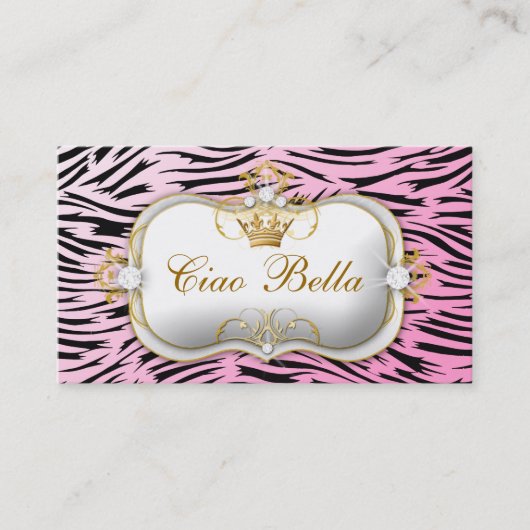 Ciao Bella Hip Zebra roze Visitekaartje (Voorkant)