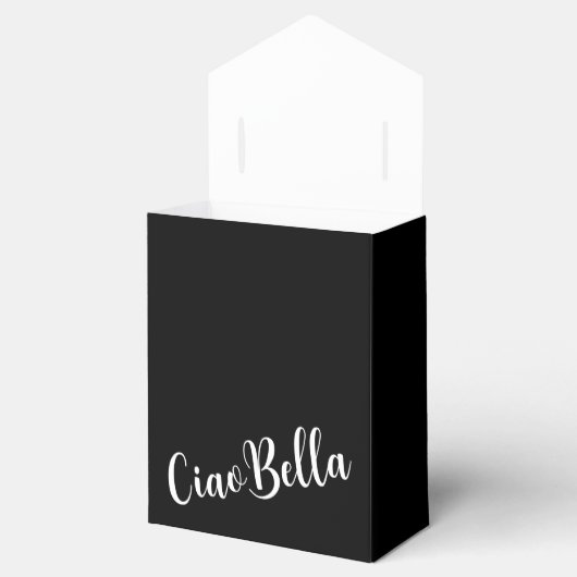 Ciao Bella Italiaans Elegant Schrift Zwart Bedankdoosjes (Geopend)