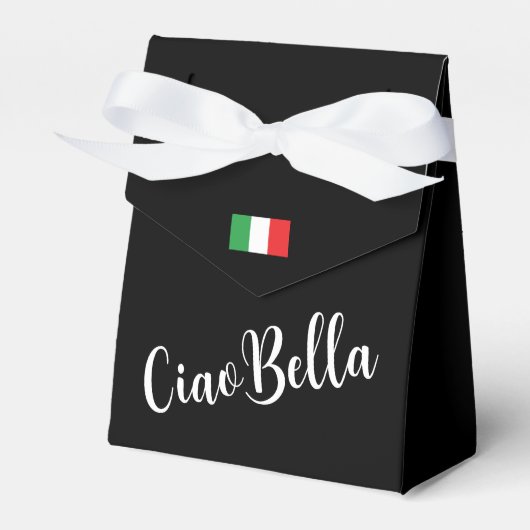 Ciao Bella Italiaans Elegant Script Zwart Bedankdoosjes (Voorkant Zijde)