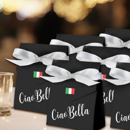 Ciao Bella Italiaans Elegant Script Zwart Bedankdoosjes