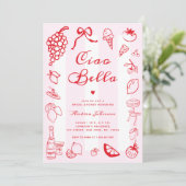 Ciao Bella Italiaans Hand getrokken citroen Vrijge Kaart (Staand voorkant)