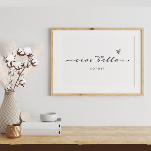 Ciao Bella Italiaans modern schrift met hart Poster