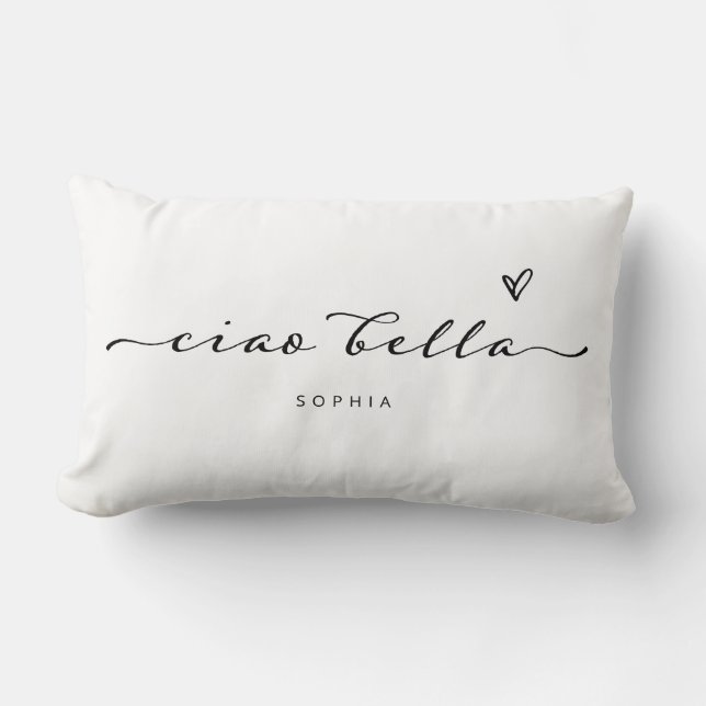 Ciao Bella | Italiaans modern script met hart Kussen (Voorkant)