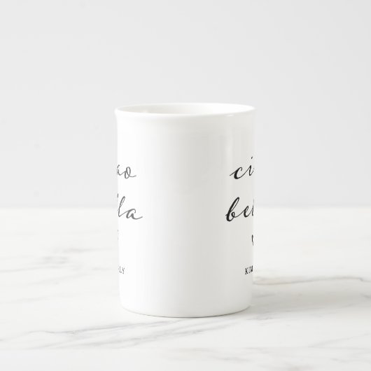 Ciao Bella | Italiaans modern script met hart Porselein Kop (Voorkant)