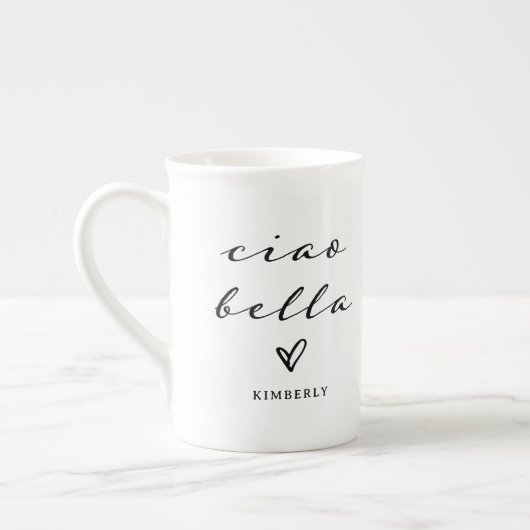 Ciao Bella | Italiaans modern script met hart Porselein Kop (Links)