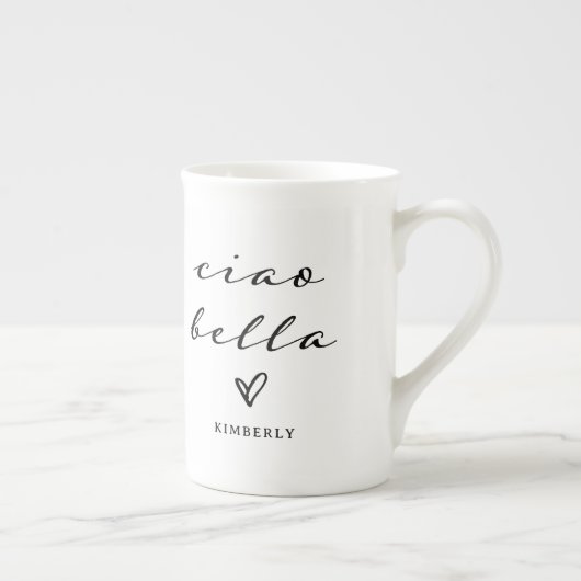 Ciao Bella | Italiaans modern script met hart Porselein Kop (Rechts)