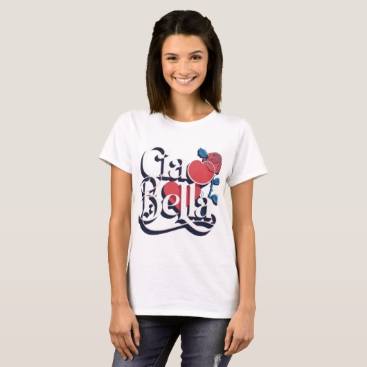 Ciao Bella | Italiaans modern script met hart T-shirt (Voorkant volledig)