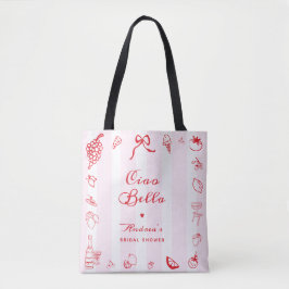 Ciao Bella Italiaans roze & rode bruiloft favor Tote Bag