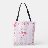 Ciao Bella Italiaans roze & rode bruiloft favor Tote Bag (Achterkant)