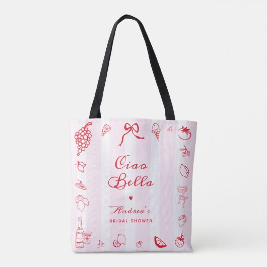 Ciao Bella Italiaans roze & rood bruidsfeest cadea Tote Bag (Achterkant)