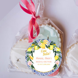 Ciao Bella Italiaanse citroen blauwe tegels Bruids Ronde Sticker