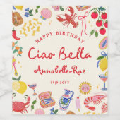 Ciao Bella Italiaanse verjaardag Aangepaste naam Wijn Etiket (Enkel label)