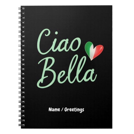 Ciao Bella Italiaanse Vlag Leuk & Magisch Ontwerp Notitieboek (Voorkant)