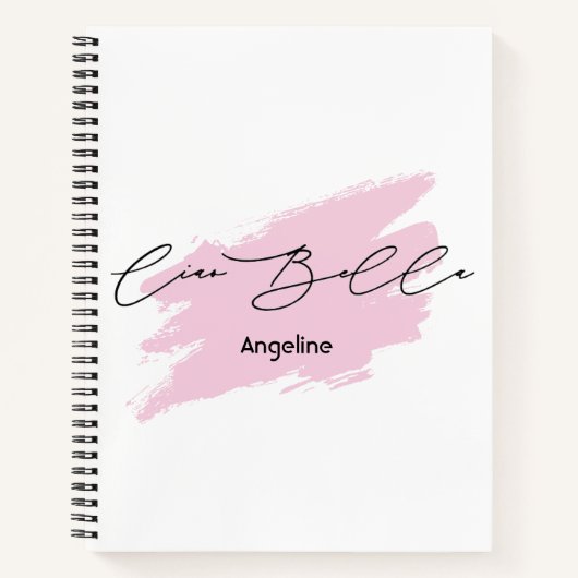 Ciao Bella Italian Brush Stroke Naam Canvas tas Notitieboek (Voorkant)