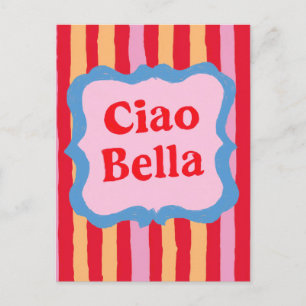 Ciao Bella Kleurrijke Gestreepte Zomerpret Briefkaart