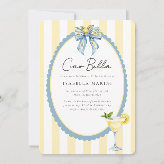 Ciao Bella Meisjesuitje Weekend Uitnodiging (Voorkant)