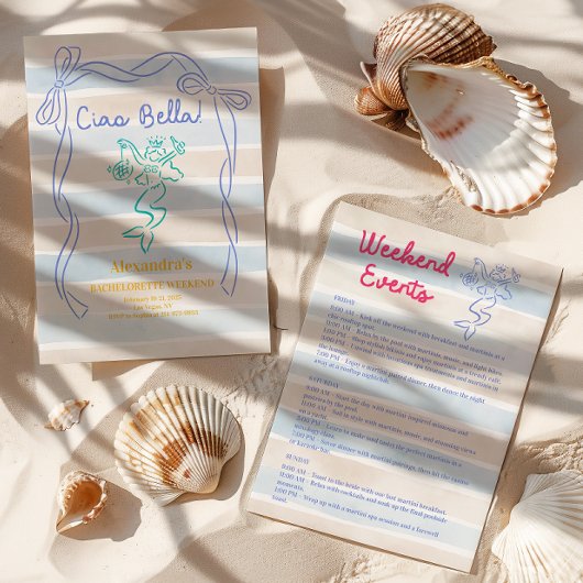 Ciao Bella Mermaid-thema vrijgezellenweekend Kaart