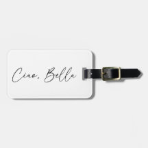 Ciao, Bella Modern Zwart & Wit Bagage Label  