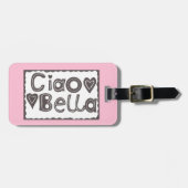 Ciao Bella Pink en Black Bagagelabel (Voorkant horizontaal)